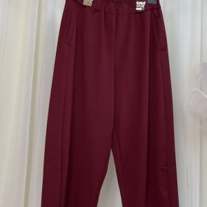 Bordo kelnės su guma ir kišenėmis Senorita, aukso spalvos detalės ties juosmeniu – IMUDU